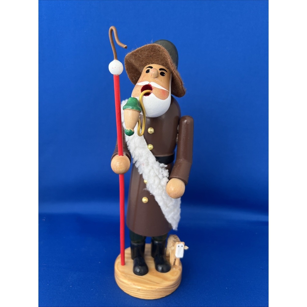 Vtg Wood 8.5" Figure Incense Burner Smoker Shepherd w/ Hook Sheep & Pipe Germany